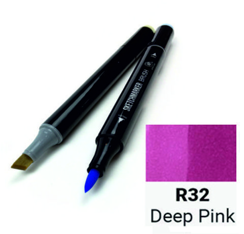 Маркер SKETCHMARKER BRUSH, цвет ГЛУБОКИЙ РОЗОВЫЙ (Deep Pink) 2 пера: долото и мягкое, SMB-R032
