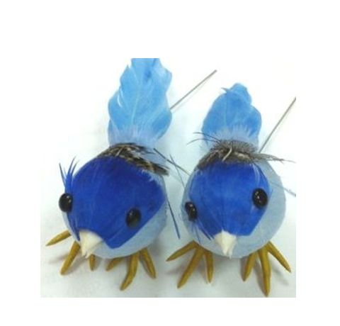 Искусственные птички 7 см,  Синие, ScrapBerrys, 2 шт/уп.