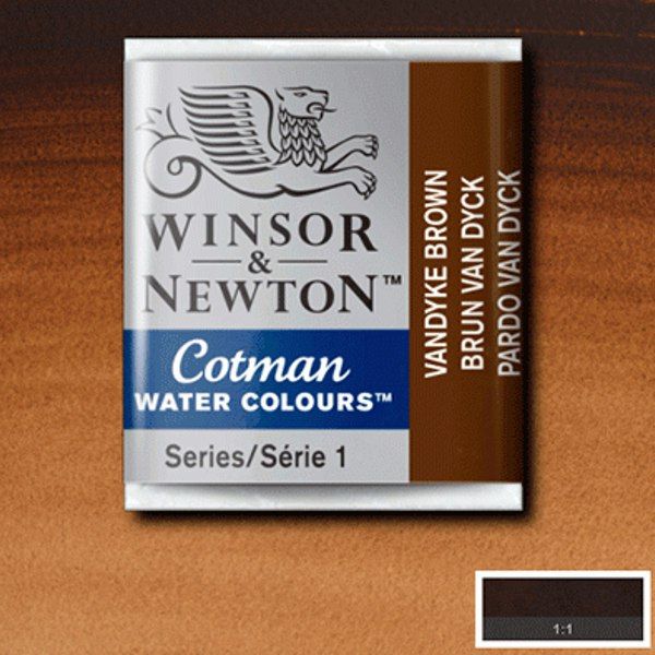 Winsor акварель Cotman Half Pan, № 676 Vandyke Brown (Темно-коричневый) - фото 1