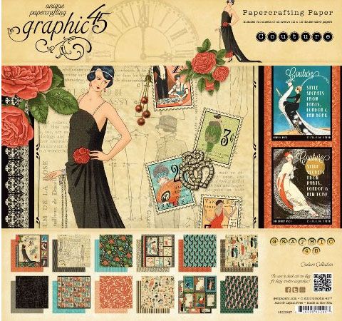 Набор бумаги Graphic45 «Couture», 30х30см, 24л.