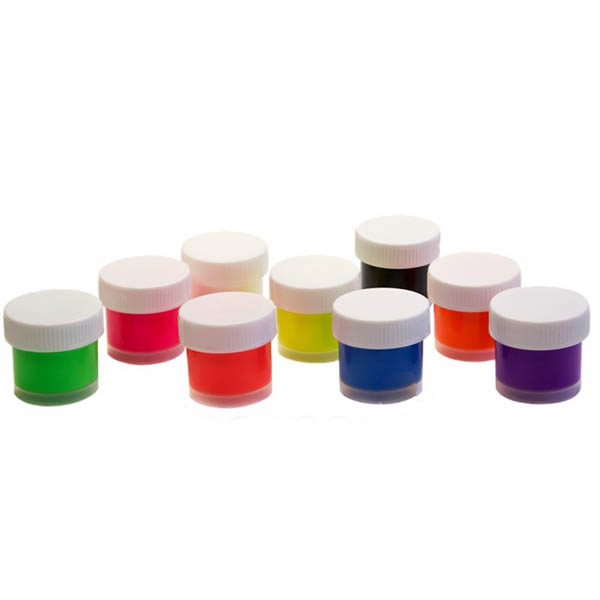 Набір акрилових фарб по тканині «Промінь», флуоресцентні кольори, 9x15 ml  - фото 2