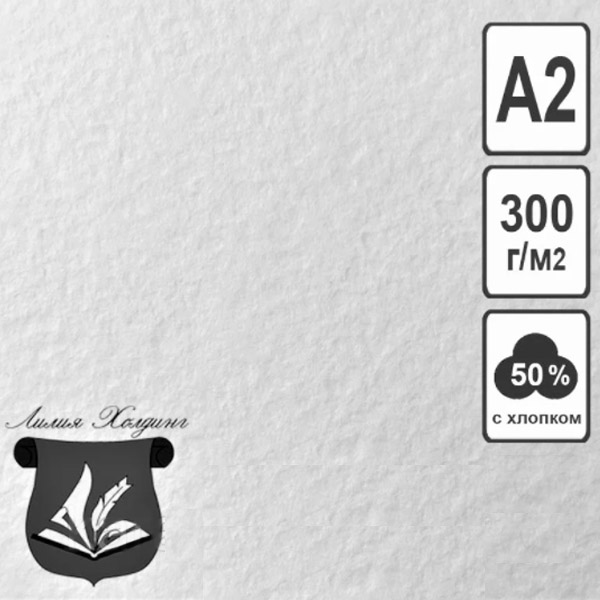 Бумага для акварели A2 (42*59,4 см) 300 г/кв.м, 50% хлопок, Лилия Холдинг