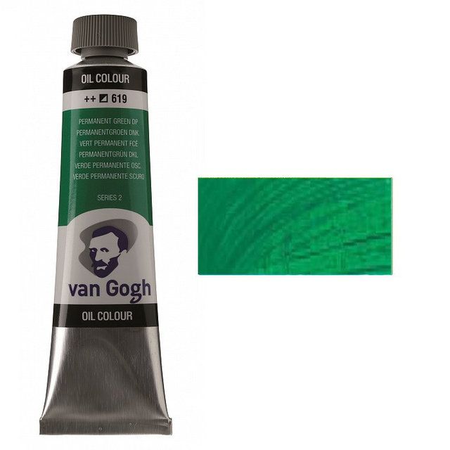 Масляная краска Van Gogh, ПЕРМ. ЗЕЛЕНЫЙ ТЕМНЫЙ (619), 40 мл. Royal Talens