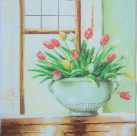 Салфетка   Тюльпаны в вазе