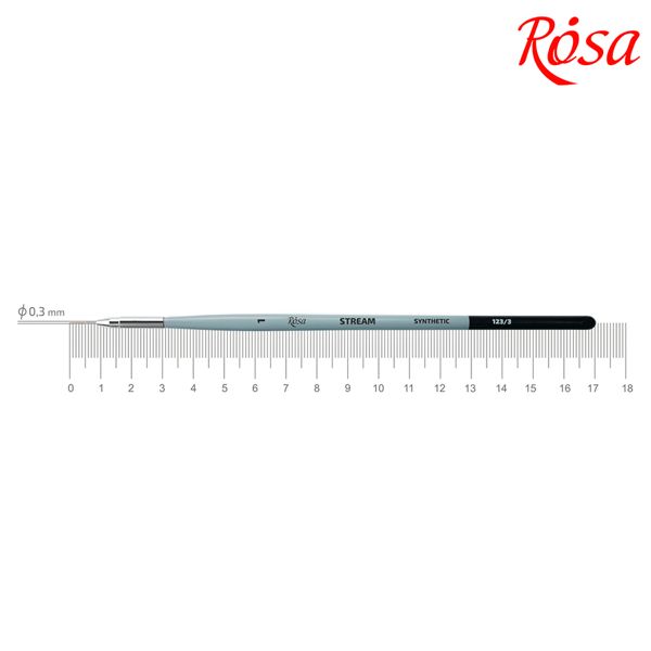 Пензель ROSA STREAM 123/3, синтетика кругла лайнер, коротка ручка, №1  - фото 1