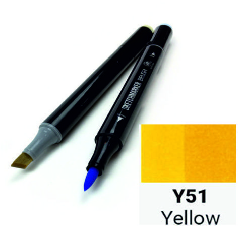 Маркер SKETCHMARKER BRUSH, цвет ЖЕЛТЫЙ (Yellow) 2 пера: долото и мягкое, SMB-Y051