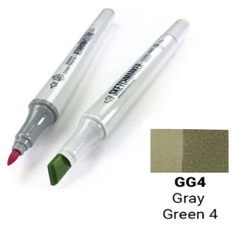 Маркер SKETCHMARKER, цвет СЕРО-ЗЕЛЕНЫЙ 4 (Gray Green 4) 2 пера: тонкое и долото, SM-GG04
