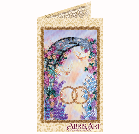 Набор-открытка для вышивки бисером на холсте «С Днем бракосочетания-3» AbrisArt, (8.4x14 см)