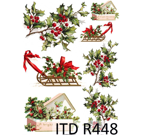 Рисовая бумага «Веточки рождественника» А4