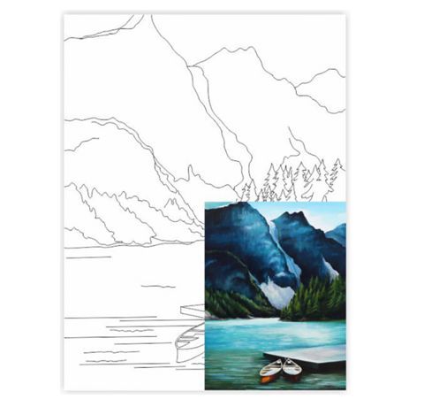 Полотно на картоні з контуром «Пейзаж №29», 30х40см, бавовна, акрил, ROSA START  - фото 1
