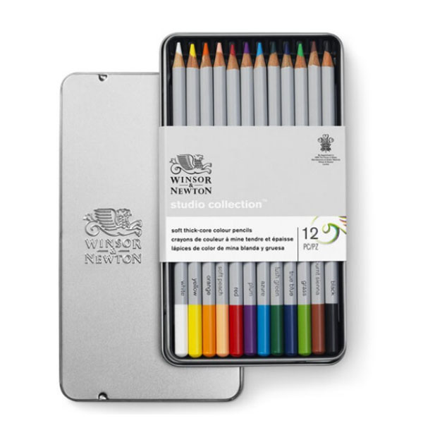 Winsor набір кольорових олівців, металу. пенал, Coloured pensil tin, 12 шт  - фото 1