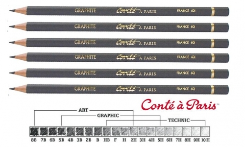 Карандаш для эскизов Black lead pencil, Graphite Conte, в ассортименте