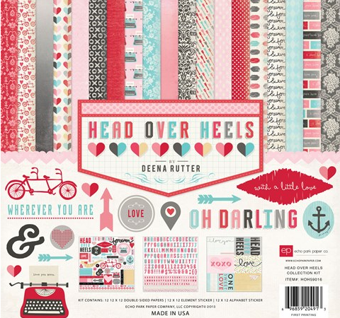 Набор бумаги Echo Park «Head over Heels», 30х30см, 12л.+2л.ст