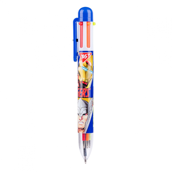 Ручка кулькова «Marvel» YES, 1,0 мм, 6 кольорових стержнів