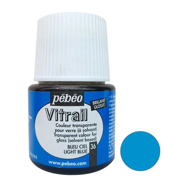 Вітражна фарба Vitrail Pebeo Небесно-блакитний №36, 45 ml 