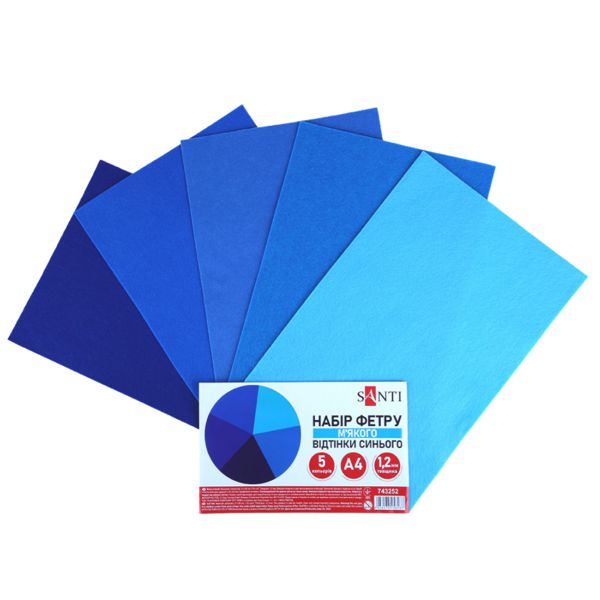 Набір Фетру SANTI м'якого відтінки синього 21*30см 5 аркушів - фото 1