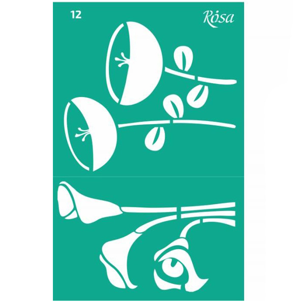 Трафарет многоразовый самокл. серия «Цветы», Элементы и надписи №12, ROSA Talent 13x20 см