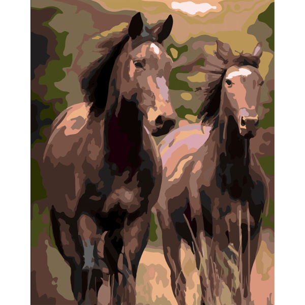 Картина по номерам "Безудержные кони", 40*50 см, SANTI - фото 1