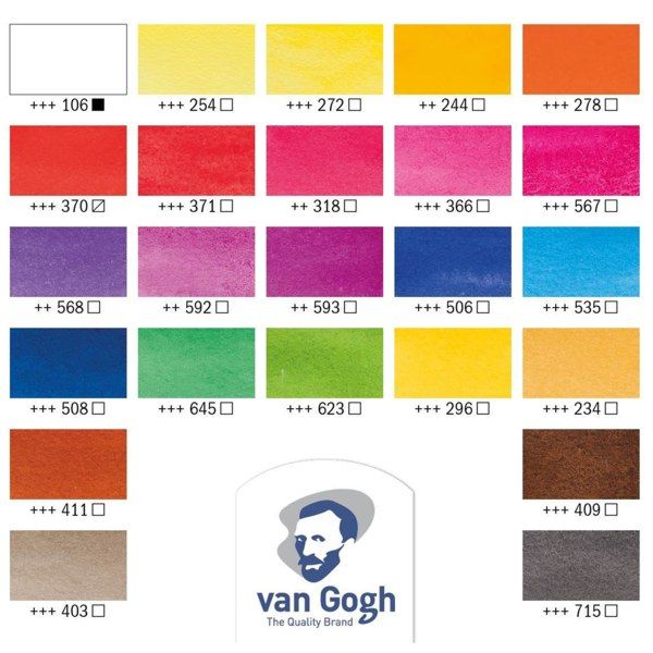 Набор акварельных красок Van Gogh Botanical Colours, 24 кюветы, пласт.пенал, Royal Talens - фото 4
