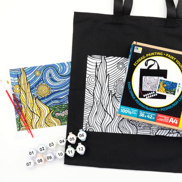 Набор для росписи экосумки «Звездная ночь», хлопок 220 г/кв.м, 38х42 см, ROSA Talent - фото 3