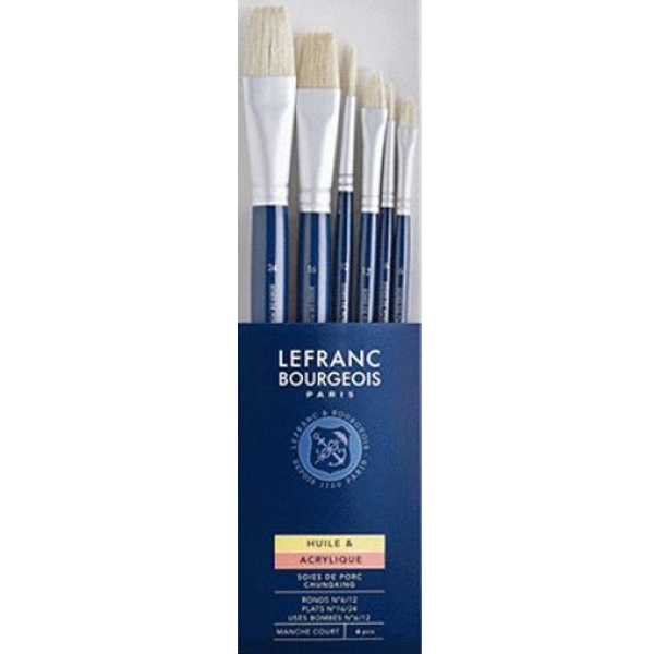 Набор кистей Lefranc, синтетика, Fine Hog bristle Brushes Set (щетина, 6 шт #6, 12, 16, 24, 6, 12)