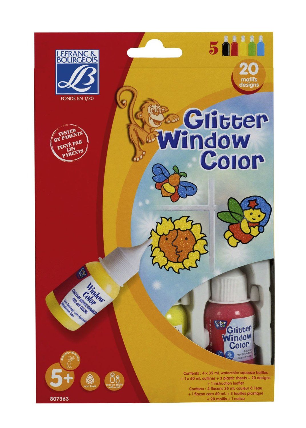 Набор детских витражных красок Window color L&B, с блестками