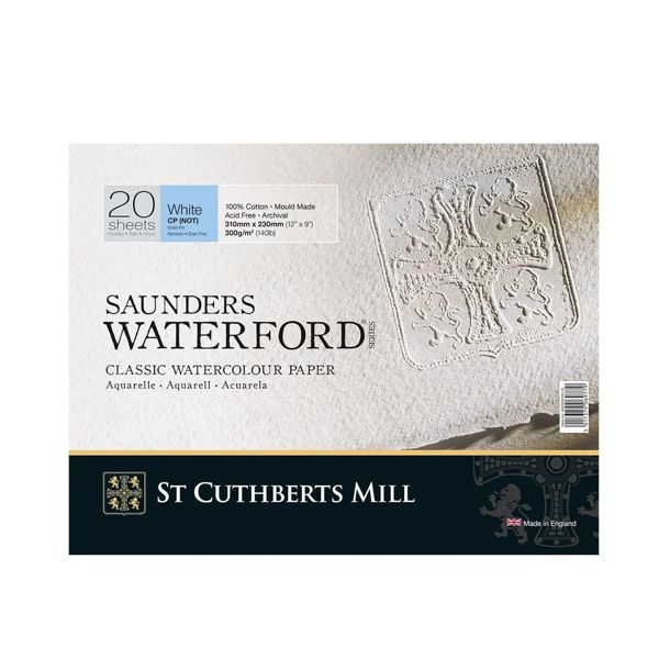 Блок паперу для акварелі Saunders Waterford, CP, 100% cotton, High White, 300 г, 31х23 см (20 л.) - фото 1