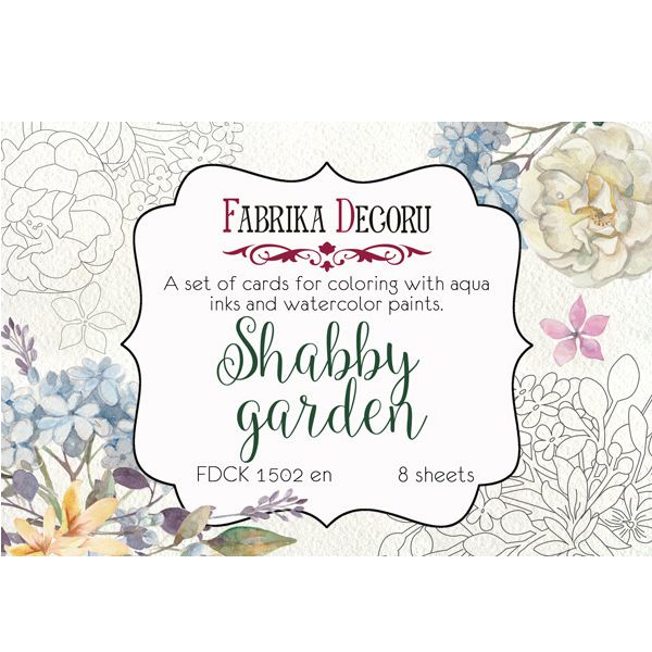 Набор открыток для раскрашивания аква чернилами «Shabby garden EN», 8 шт. 10х15 см - фото 1
