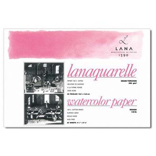 Блок-склейка акварельного паперу Lanaquarelle, 100% бавовна, велике зерно, 31х41см, 20л, 300г/м2  - фото 1