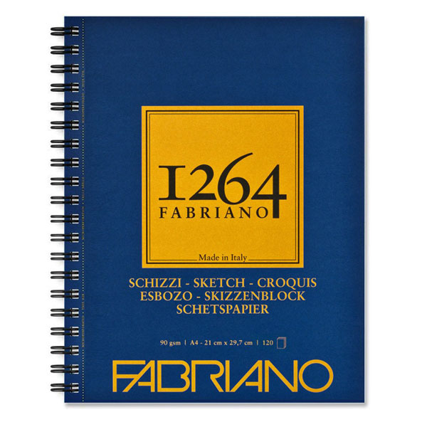 Альбом для рисунка и эскизов Fabriano 1264, на спирали, A4, слоновая кость, 120 л., 90г/м2 - фото 1
