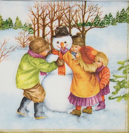 Салфетка Детки и снеговик