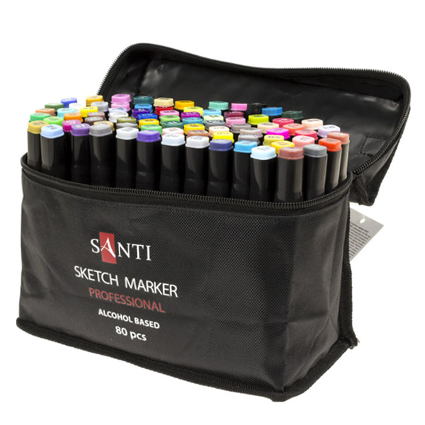 Набор спиртовых маркеров SANTI (80 маркеров + сумка органайзер) - фото 1