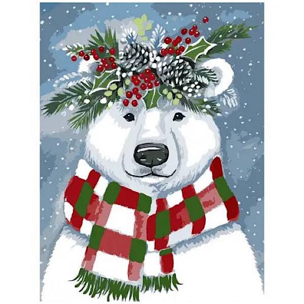 Картина по номерам «Праздничный медведь», 30х40 см, SANTI