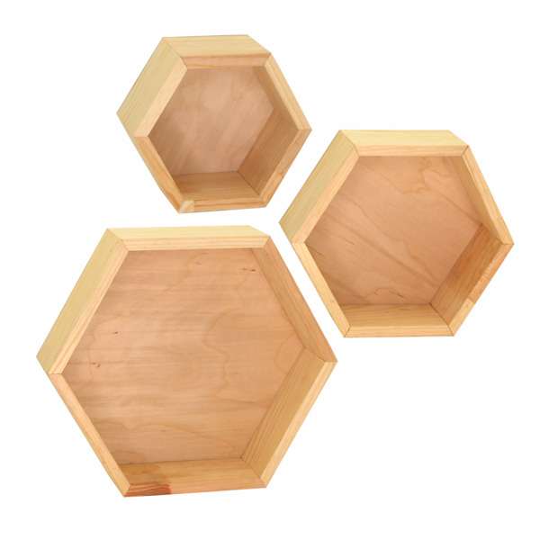 Набор деревянных декоративных полочек «Соты», 3 шт/уп., ROSA TALENT - фото 2
