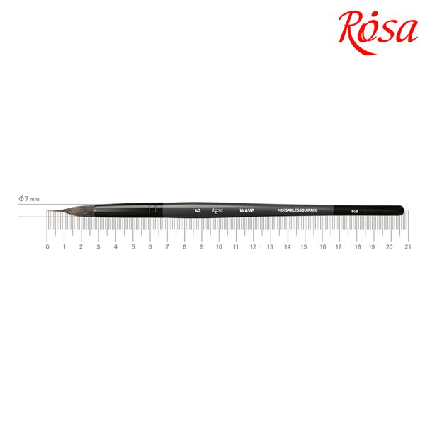Пензель ROSA WAVE 148 мікс: білка/соболь круглий, лайнер, коротка ручка, №6  - фото 1