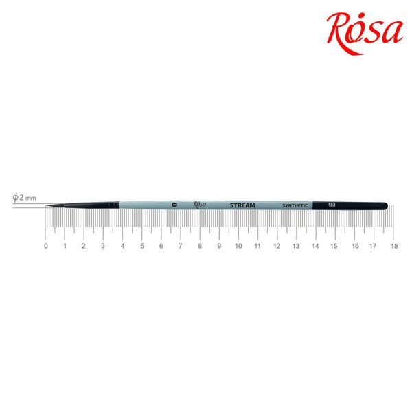 Пензель ROSA STREAM 132, синтетика кругла, коротка ручка, №0  - фото 1