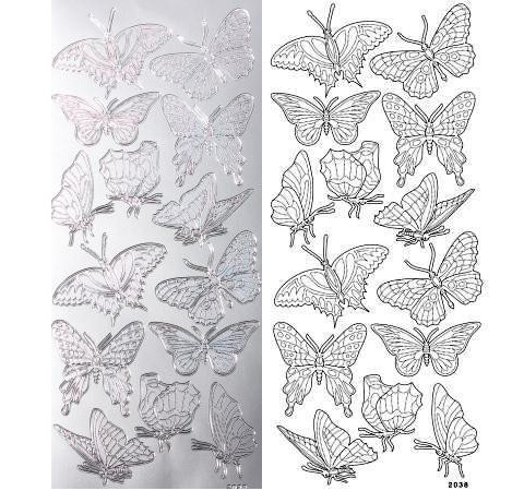 Наклейки «Метелики голографічні», 10*25 см, Срібло 