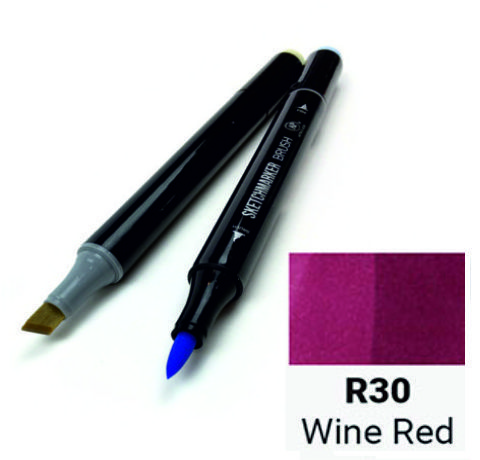 Маркер SKETCHMARKER BRUSH, цвет КРАСНОЕ ВИНО (Wine Red) 2 пера: долото и мягкое, SMB-R030