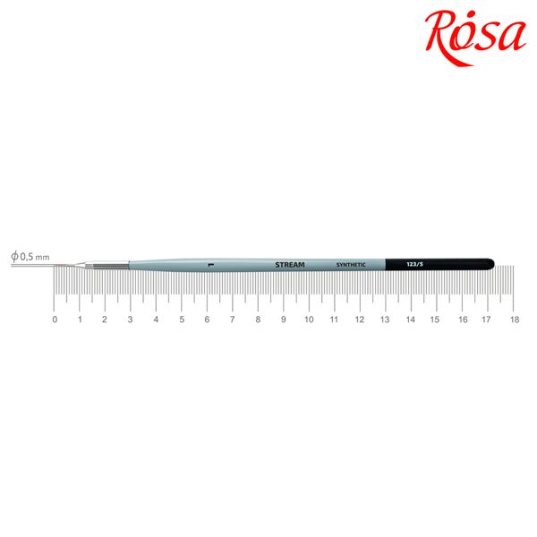 Пензель ROSA STREAM 123/5, синтетика кругла лайнер, коротка ручка, №1  - фото 1