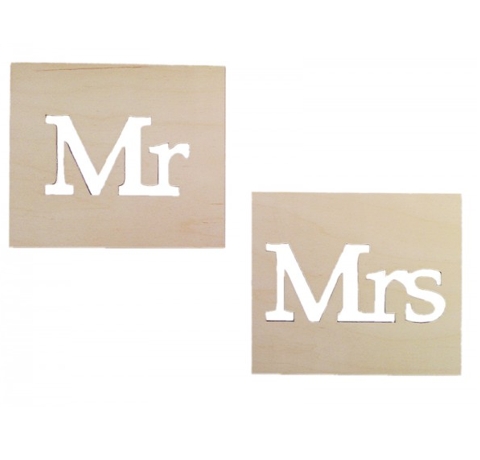 Декоративные таблички «Mr&Mrs» ровные, 2шт/уп, 29х16 см каждая
