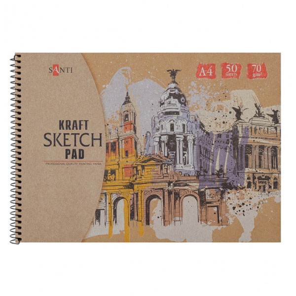Альбом із крафтовим папером SANTI "Kraft Sketch Pad", А4, 50 арк., 70 г/м2  - фото 1