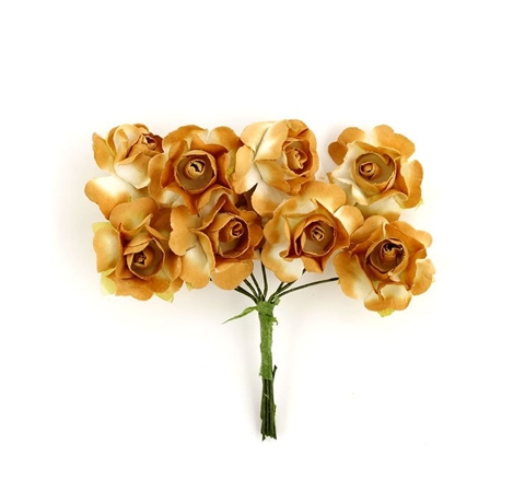 Паперові трояндочки Золоті, D-15 мм, 12 шт/уп. 