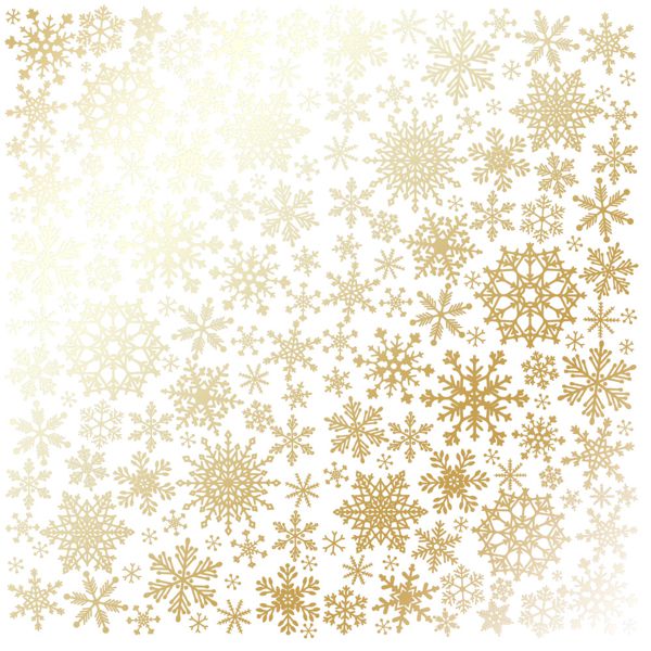 Лист бумаги с фольгированием "Golden Snowflakes White", 30,5x30,5 см, Фабрика Декору