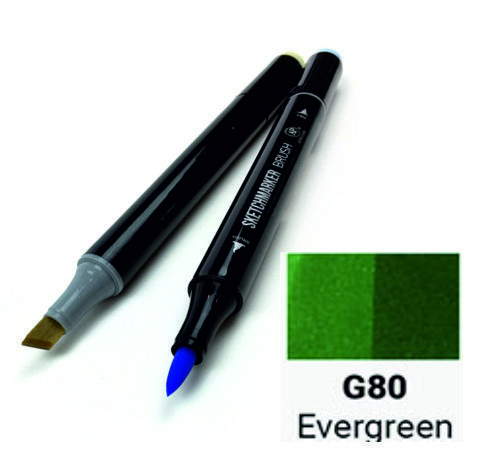 Маркер SKETCHMARKER BRUSH, цвет ВЕЧНОЗЕЛЕНЫЙ (Evergreen) 2 пера: долото и мягкое, SMB-G080