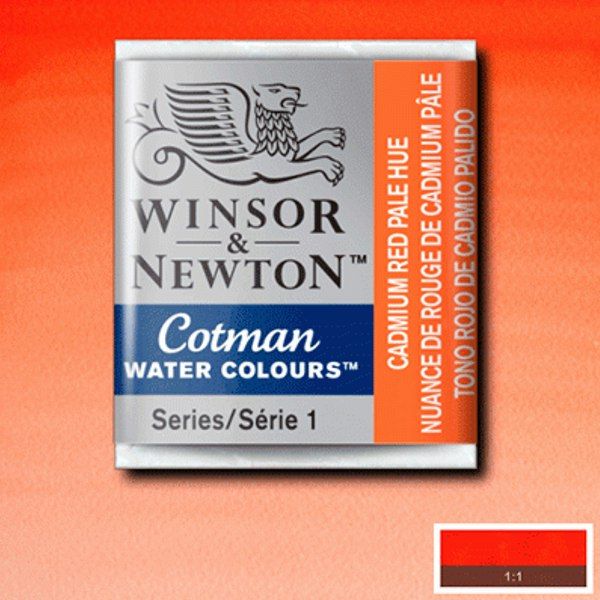 Winsor акварель Cotman Half Pan, № 103 Cadmium Red Pale Hue (Кадмий бледно-красный) - фото 1
