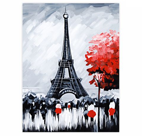 Полотно на картоні з контуром «Пейзаж №2. Париж», 30х40см, бавовна, акрил, ROSA START  - фото 2