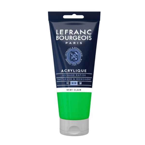 Краска акриловая Lefranc Fine Acrylic Color 80 мл, #556 Light green (Светлый зеленый)
