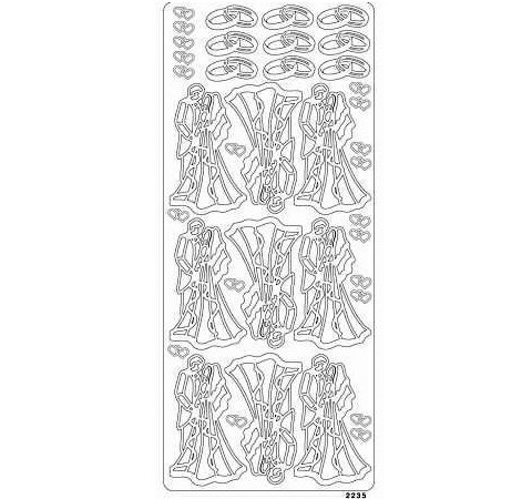 Наклейки «Молодожены», 10*25 см, Серебро