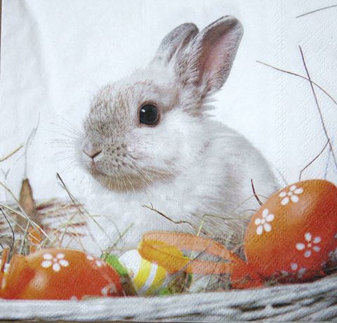 Салфетка Белый кролик и пасхальные яйца
