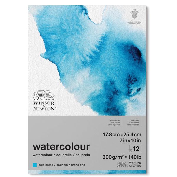 Winsor блок акварельного паперу Watercolour, cold press, 25% бавовна,  300 г/м2, 18х25 см, 12 л. - фото 1